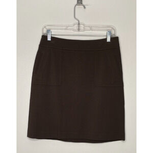 Talbots Skirt Brown Heavy Knit Side Zip Front Pockets Size 4